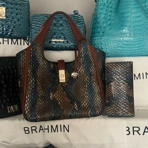 Brahmin Small Carla Bottle Blue Fletcher Set
